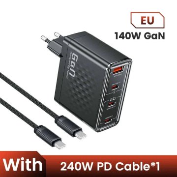 KJB GaN polnilnik 140 W s 4 USB priključki, EU