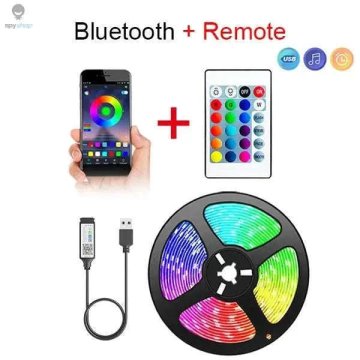 KJB Bluetooth USB LED Strip Lights for TVs, Desks, and Gaming Setups USB LED trak z Bluetooth upravljanjem in daljincem, 5 m