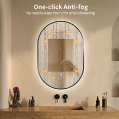 S6 Steklarstvo Šest  LED ogledalo S611B , 60x90cm, s črnim okvirjem, ovalno, ambientalna osvetlitev, 3 barve LED, dimmer, antifog