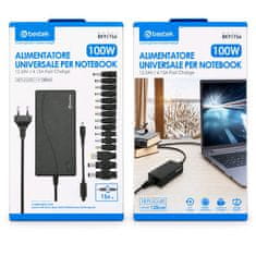 bestek 15v1 100W 12-24V Univerzalni polnilec za prenosnike in monitorje, nastavljiva napetost