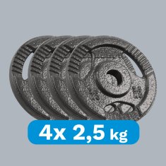 Rebel Komplet uteži iz litega železa 4x2,5kg 10kg luknja 31mm plošča z ročaji