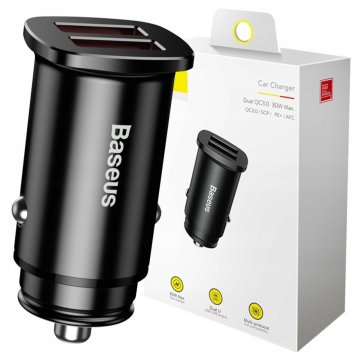 BASEUS Avtomobilski polnilnik Square 2xUSB QC3.0 5A 30W (črn)
