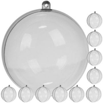 slomart RUHHY Prozorne božične kroglice 12 cm, komplet 10 kosov
