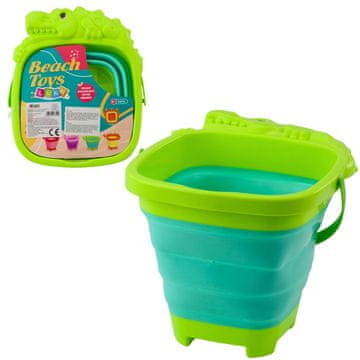 slomart LEAN TOYS Zložljivo vedro Krokodil za plažo, zeleno