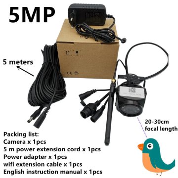 KJB IP kamera 5 MP za ptičjo hišico z nevidnim IR nočnim vidom, 2.8mm