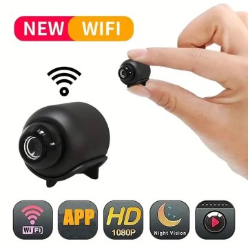 KJB Mini Wi-Fi kamera 1080p z nočnim vidom, črna