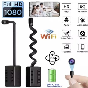 KJB Mini WiFi 1080P HD Surveillance Camera with Adjustable Lens Mini Wi-Fi kamera 1080p s prilagodljivim objektivom, brez pomnilniške kartice