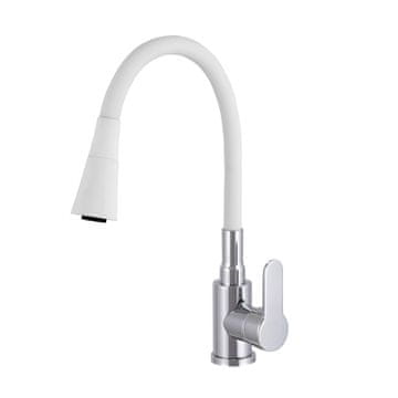 slomart Flex 3000 bela/kromirana kuhinjska armatura z elastičnim izlivom