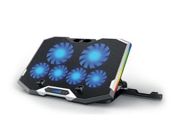 Ewent Hladilno stojalo za prenosnik do 17.3", 6x tih ventilator, RGB, EW1260