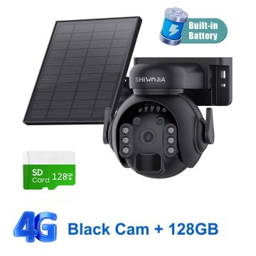 KJB Solarna vrtljiva IP kamera 4G, črna, 128 GB