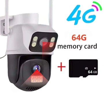KJB Zunanja PTZ kamera z dvema objektivoma, 8 MP, 4G, vključena kartica 64 GB, EU priklop