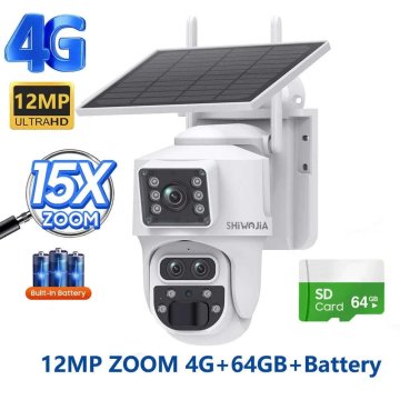 KJB Solarna zunanja PTZ kamera, 12 MP, 4G, s kartico 64 GB, bela