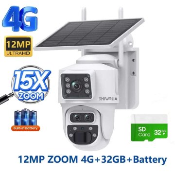 KJB Solarna zunanja PTZ kamera, 12 MP, 4G, s kartico 32 GB, bela