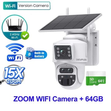 KJB Solarna zunanja PTZ kamera, 12 MP, WiFi, s kartico 64 GB, bela