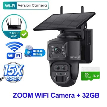 KJB Solarna zunanja PTZ kamera, 12 MP, WiFi, s kartico 32 GB, črna