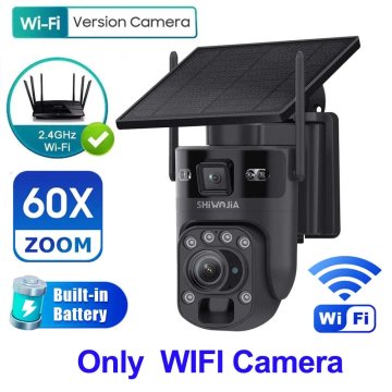 KJB Solarna PTZ kamera z dvema objektivoma, 12 MP, WiFi, brez kartice, črna
