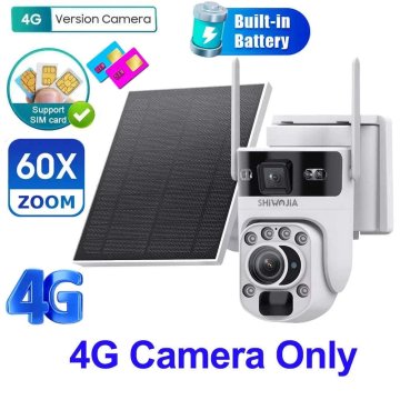 KJB Solarna PTZ kamera z dvema objektivoma, 12 MP, 4G, brez kartice, bela