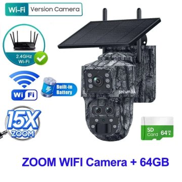 KJB Solarna zunanja PTZ kamera, 12 MP, WiFi, s kartico 64 GB, kamuflažna