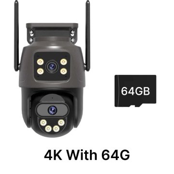 KJB WiFi PTZ kamera z nočnim prikazom, izvedba z oznako 4K, s kartico 64 GB, EU priklop
