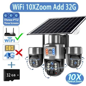 KJB Solarna zunanja PTZ kamera, WiFi, 10-kratna povečava, s kartico 32 GB