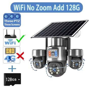 KJB Solarna zunanja PTZ kamera, WiFi, brez povečave, s kartico 128 GB