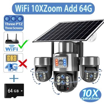 KJB Solarna zunanja PTZ kamera, WiFi, 10-kratna povečava, s kartico 64 GB