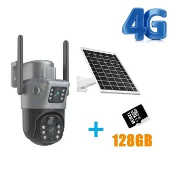 KJB Solarna PTZ kamera z dvema objektivoma, 8 MP, 4G, s kartico 128 GB