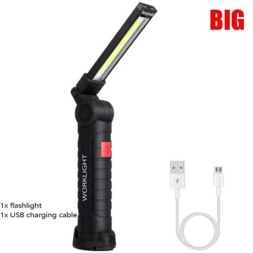 KJB Polnilna ročna svetilka COB LED z magnetom in kavljem, W52, večja, 1 kos