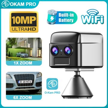 KJB Polnilna varnostna kamera z dvema objektivoma, WiFi 2,4 GHz, možnost z oznako 128GB