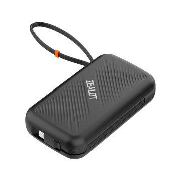 KJB Prenosna baterija 20000 mAh z vgrajenim kablom in zaslonom, črna