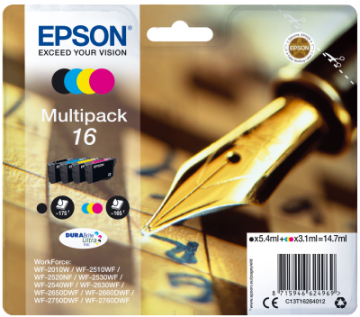 Epson kartuša T1626 (črna/zelena/magenta/rumena), večpaketna (pisalo)
