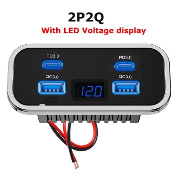 KJB Panelni avtomobilski polnilnik USB za 12–24 V, 2P2Q, izvedba-A