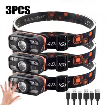 KJB Polnilna LED čelna svetilka USB, model A, 3 kosi
