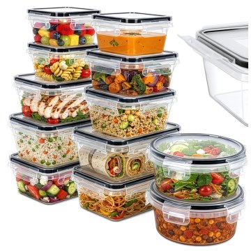 Northix Komplet 12 posod za shranjevanje hrane v 5 velikostih, brez BPA