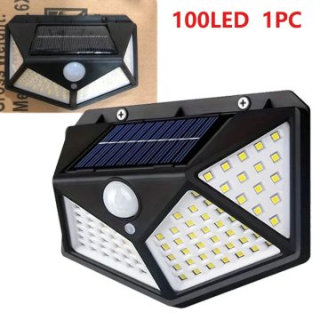 KJB Solarna stenska LED luč s senzorjem PIR, 100 LED, 1 kos