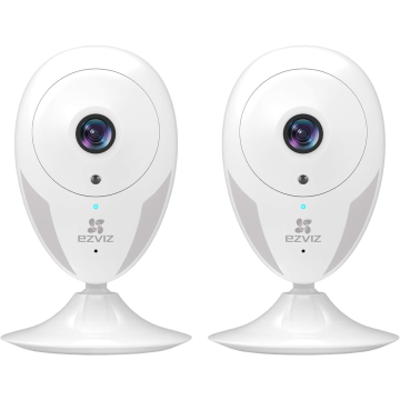 EZVIZ Inteligentna notranja Wi-Fi kamera EZVIZ Full HD 1080p, komplet 2 kosa, nočni vid, zaznavanje gibanja, dvosmerni zvok, združljiva z Amazon Alexa, za nadzor doma, otrok in hišnih ljubljenčkov, bela