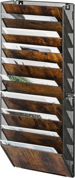 Stenski organizator za dokumente 10 predelkov lesen črn 33x18x82,4 cm