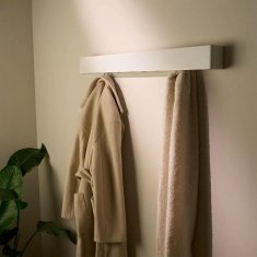 Stenski obešalnik za oblačila 80 cm, minimalističen kovinski obešalnik iz aluminija, mat bela barva, trpežen in odporen na praske, za predprostor, spalnico ali garderobo, vključuje pripomoček za