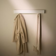 Stenski obešalnik za oblačila 80 cm, minimalističen kovinski obešalnik iz aluminija, mat bela barva, trpežen in odporen na praske, za predprostor, spalnico ali garderobo, vključuje pripomoček za