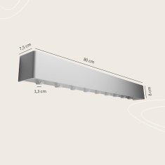 Stenski obešalnik za oblačila 80 cm, minimalističen kovinski obešalnik iz aluminija, mat bela barva, trpežen in odporen na praske, za predprostor, spalnico ali garderobo, vključuje pripomoček za