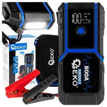 GEKO 3v1 LED 12V booster 800A zaganjalec Jump Starter polnilec 3xUSB QC3.0 10000 mAh