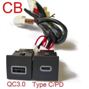 KJB Vgradni USB polnilnik za vozilo, 12 V, USB-A in PD