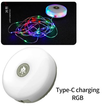 KJB Polnilna kamp lanterna z 10-metrsko svetlobno verigo, RGB, USB-C polnjenje