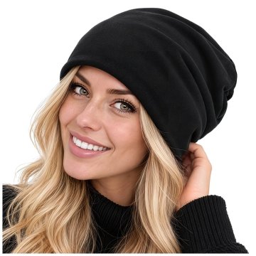 Northix Unisex zimska kapa s toplo flis podlogo, ena velikost, črna