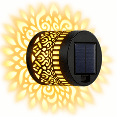 Netscroll Solarna stenska svetilka z dekorativnim mandala vzorcem in IP44 zaščito, OrnaLight, zlatorumena