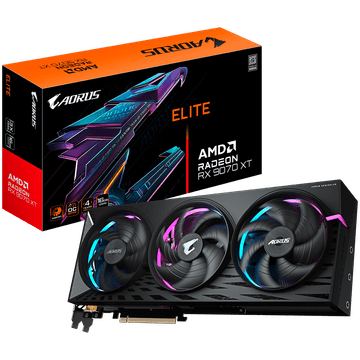 Gigabyte AORUS Radeon RX 9070 XT ELITE 16G GDDR6 grafična kartica, PCIe 5.0, 2xHDMI 2.1b, 2xDisplayPort 2.1a