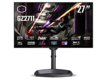 Cooler Master Monitor 27'' (69 cm) QHD OLED 240Hz, HDR10, 2xHDMI, 2xDisplayPort, USB-C DP Alt., zvočniki, Cooler Master Tempest GZ2711