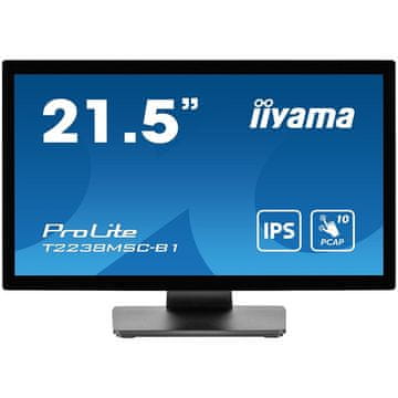 iiyama ProLite T2238MSC-B1 na dotik monitor - 54.6 cm (21.5"), FHD (1920 x 1080), IPS LCD, 5ms, 600 cd/m², HDMI, DisplayPort