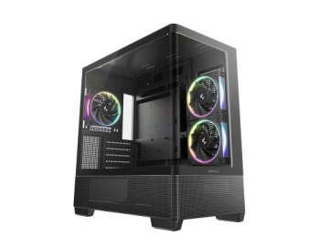 DEEPCOOL Računalniško ohišje DeepCool CG380U 3F, micro-ATX, ARGB, ukrivljeno kaljeno steklo, črno