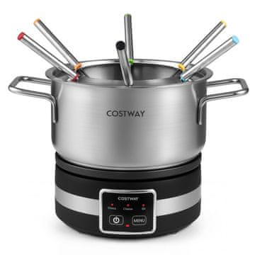 Costway Električni fondue set 1200W z nadzorom temperature in snemljivo posodo iz nerjavečega jekla